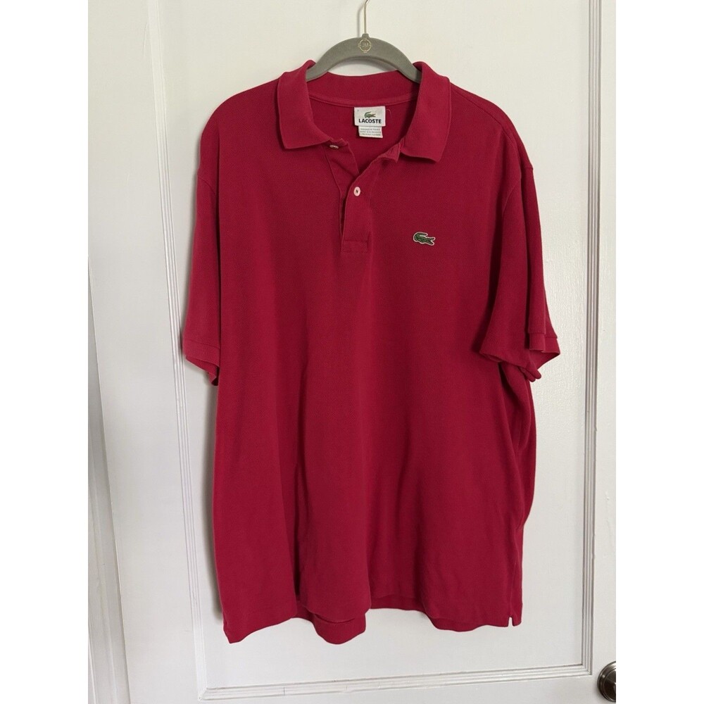 Lacoste Men's Red Polo Shirt Size 7 XL 5191L 100% Cotton Piqué Crocodile